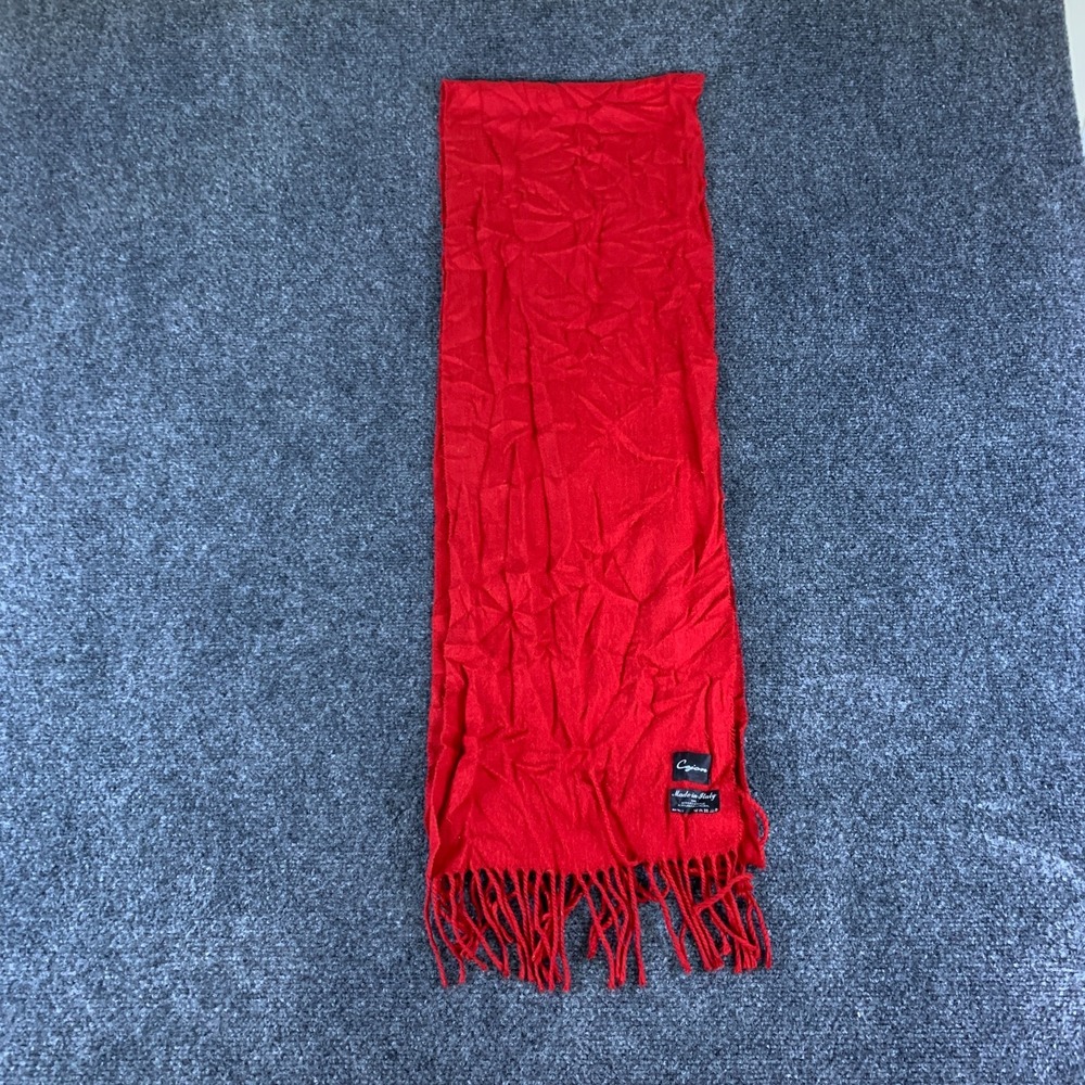 Cejon Scarf Women One Size Red Good Tasseled Fringe Rectangular Knit Italy